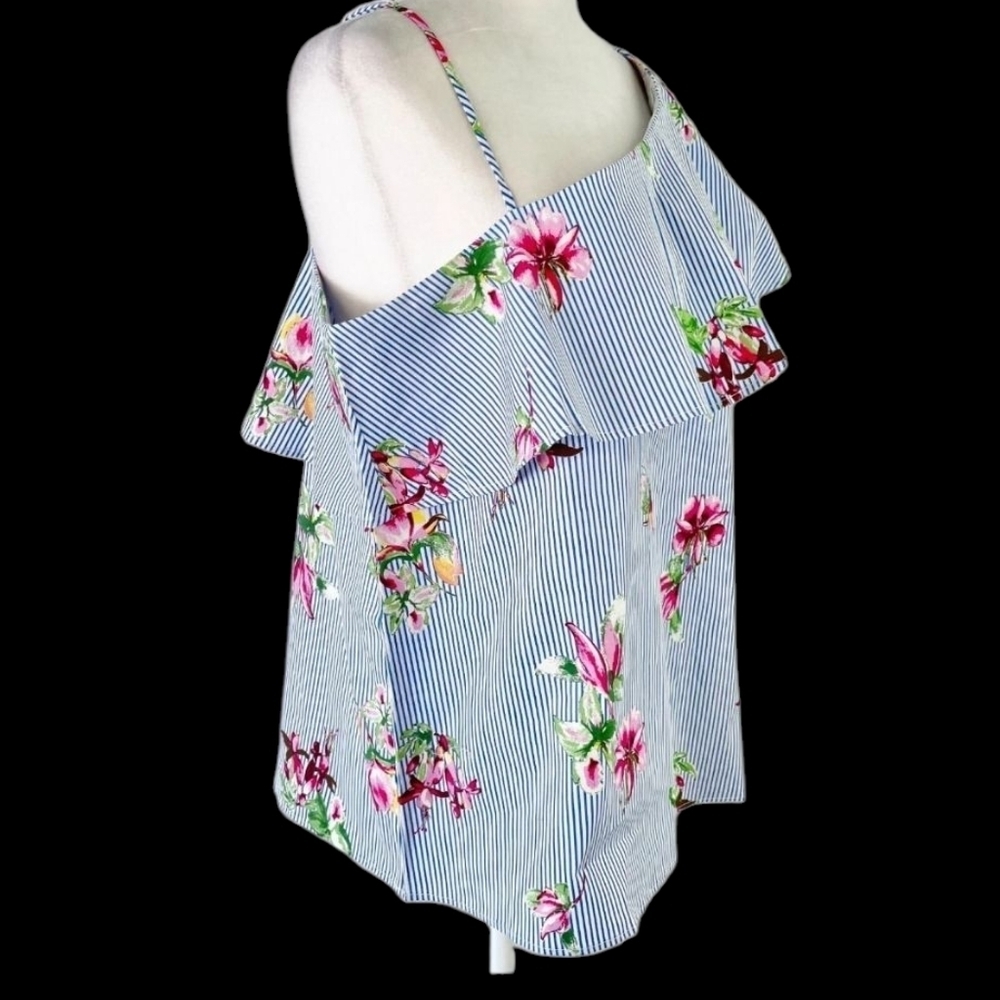 Lumiere Floral Striped One Shoulder Small Blouse NWT - Picture 12 of 12